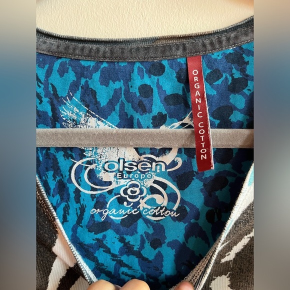 OLSEN Europe Organic Cotton Abstract Y2K Shirt Top size 4 - Picture 2 of 7